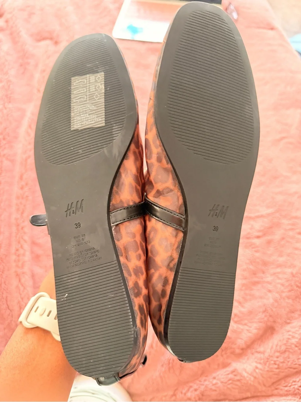 H&M Leopard Print Mary Jane Flats with Black Strap